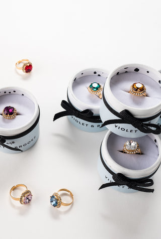 Celeste Crystal Trimmed Birthstone Rings