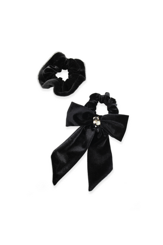 Lydia Velvet Bow Scrunchie Pair