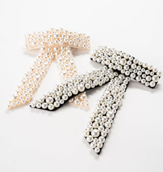 Pearl Encrusted Bow Barrette