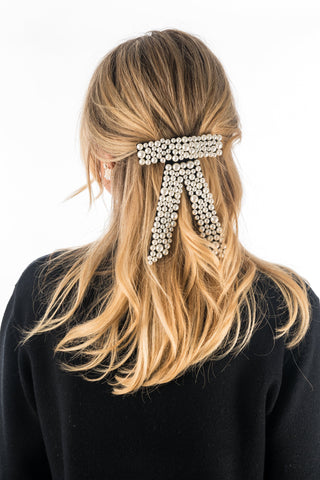 Pearl Encrusted Bow Barrette