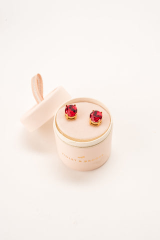 Mia Oval Crystal Post Earrings