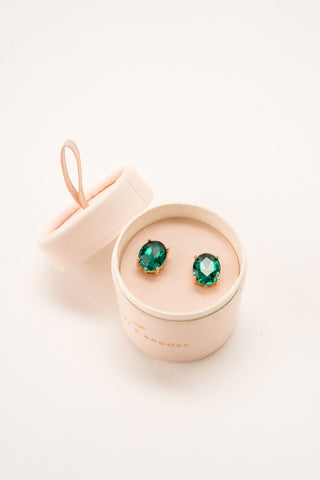 Mia Oval Crystal Post Earrings