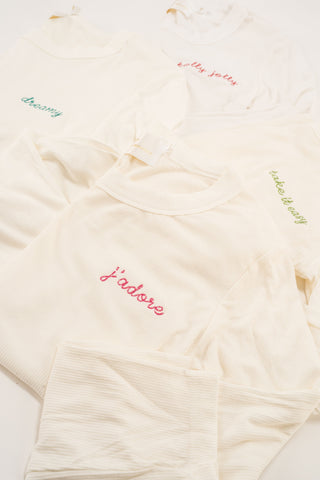 Embroidered Long Sleeve Lounge Tee