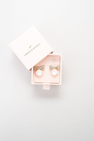 Bow Tie Crystal Post Earring