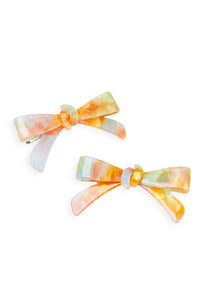 Marbelized Bow Clip Pair
