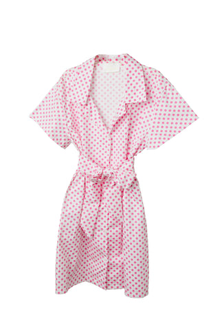 Polka Dot Belted Shirt Dress