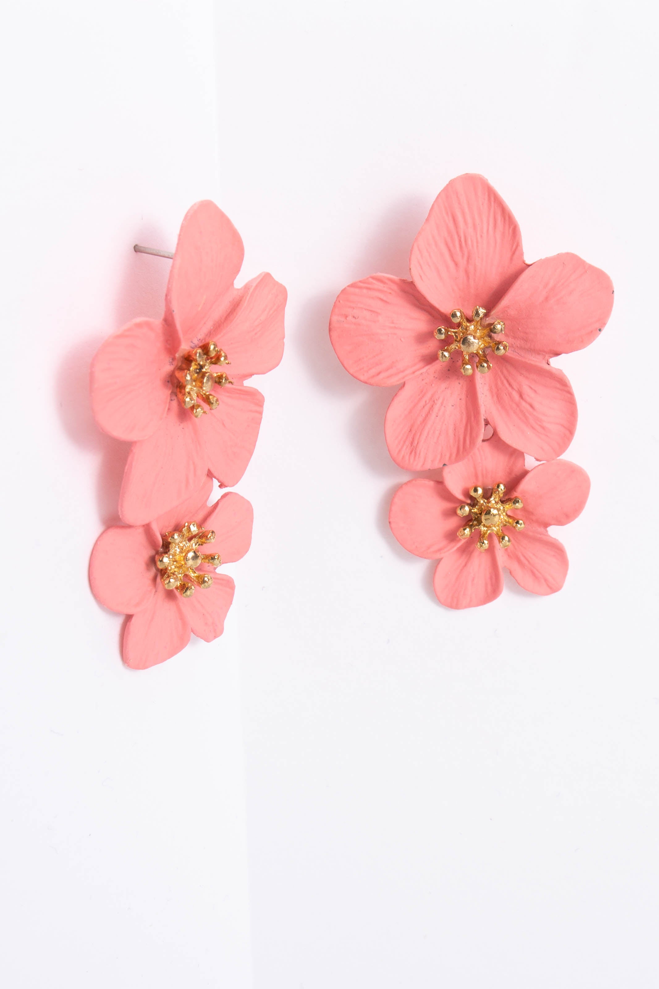Dainty Black Diamond Flower Stud Earrings