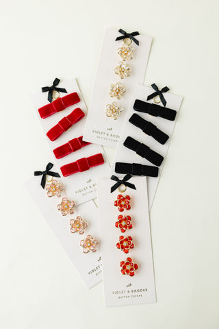 Velvet Bow Tie Button Covers