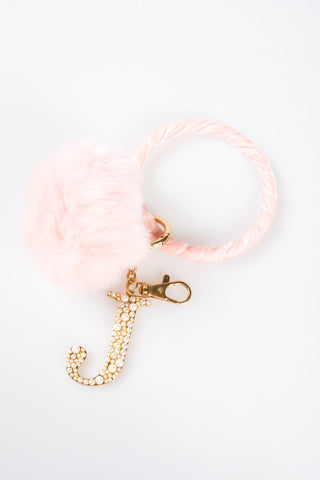 Pompom Initial Wristlet / Key Ring