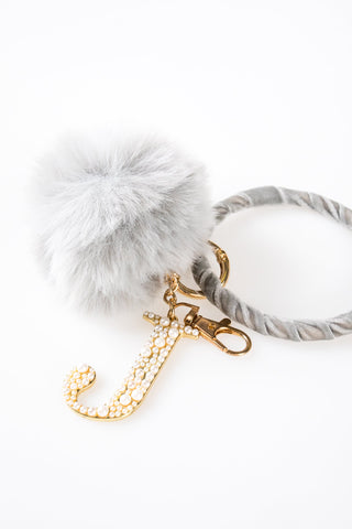 Pompom Initial Wristlet / Key Ring