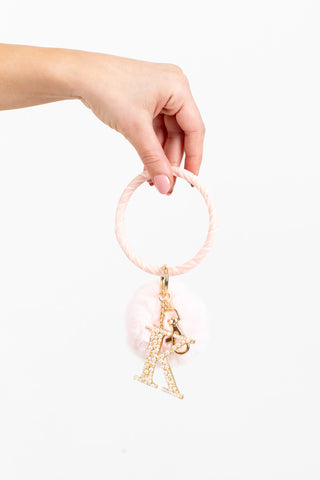 Pompom Initial Wristlet / Key Ring