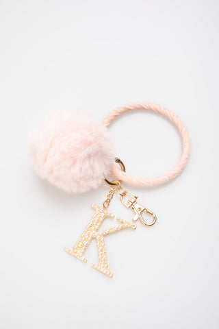 Pompom Initial Wristlet / Key Ring