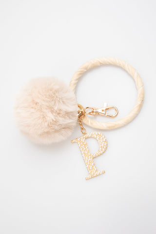 Pompom Initial Wristlet / Key Ring