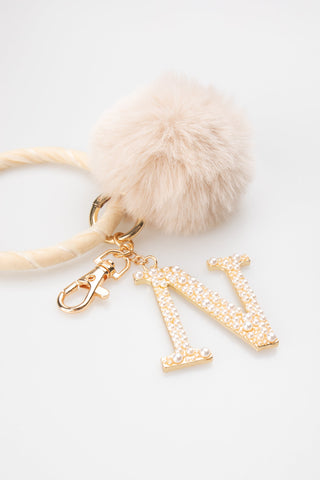 Pompom Initial Wristlet / Key Ring