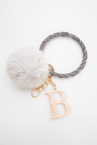 Pompom Initial Wristlet / Key Ring