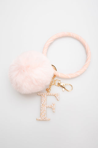 Pompom Initial Wristlet / Key Ring