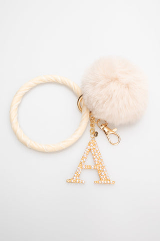 Pompom Initial Wristlet / Key Ring