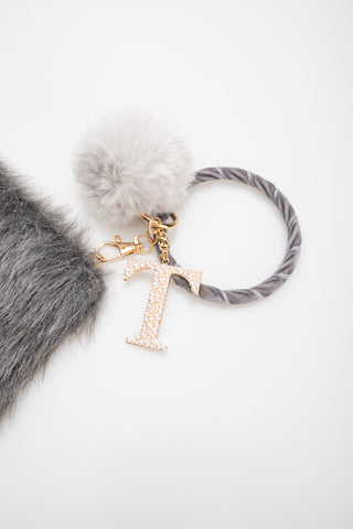 Pompom Initial Wristlet / Key Ring