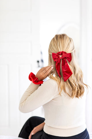 Lydia Velvet Bow Scrunchie Pair