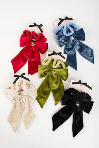 Lydia Velvet Bow Scrunchie Pair